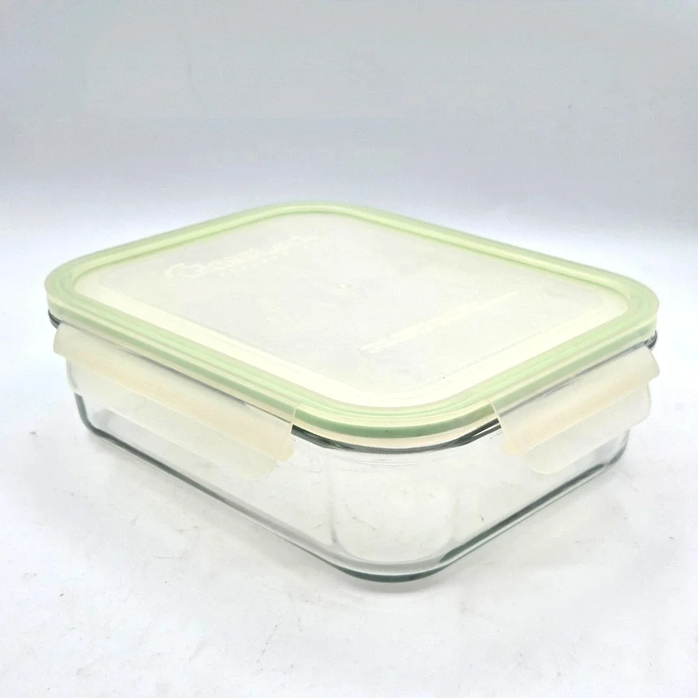 Glasslock Clear Glass Food Storage Container w/ Snap Lock Airtight Lid 9
